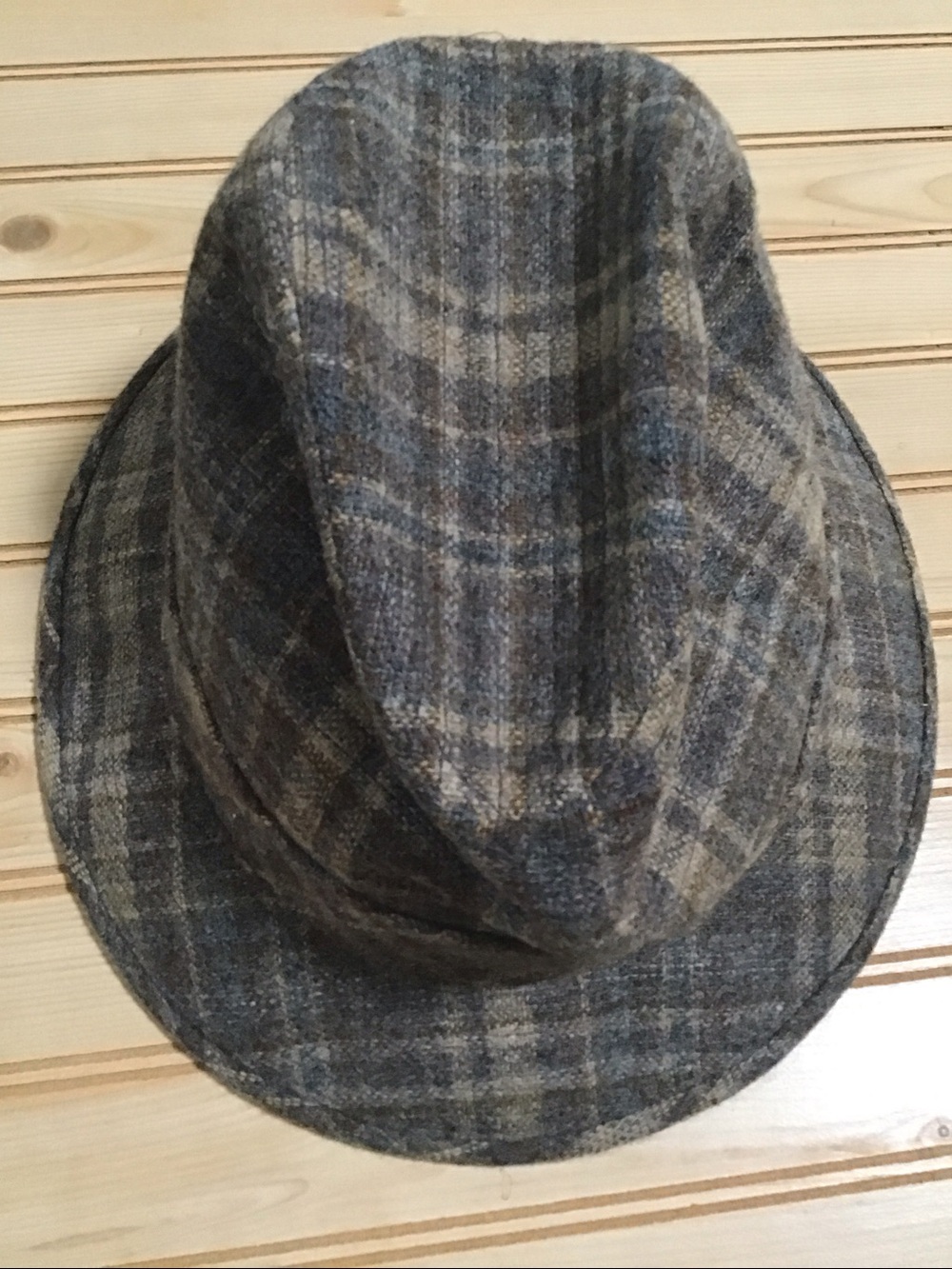 VTG Dobbs 5th Avenue NY Men's Plaid Wool Blend Gray Brown Plaid Fedora Hat 7 5/8 - Picture 10 of 10